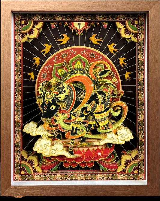 Chinese Intangible Cultural Heritage Paper-Cutting New Chinese Zodiac (Frame) Decorative Item